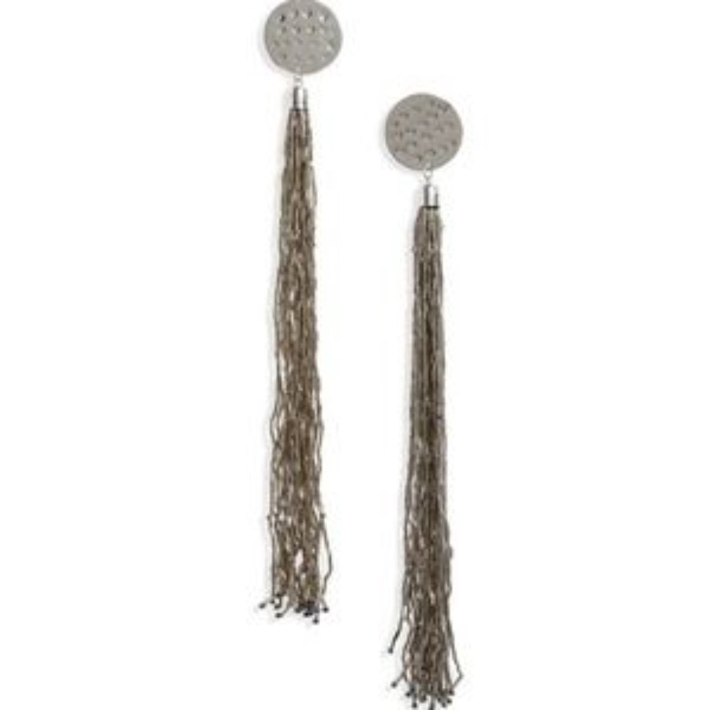 Panacea (P)NWT SILVE Plated Hammered Disc Tassel E